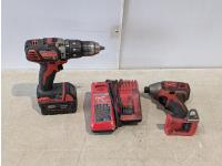 Milwaukee 18V 1/2 Inch Hammer Drill, 1/4 Inch Hex Impact Driver, (1) Battery and Charger