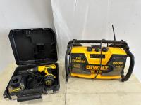 DeWalt 9.6V 3/8 Inch Drill with Battery and Charger and Radio/Charger