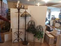 Lamp, Coat Rack, (2) Plant Stands