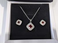 Smartlife Platinum Plated Double Halo Ruby 2-Piece Set