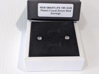 Smartlife 18K Gold Plated 2 Carat Zircon Stud Earrings