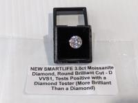 Smartlife 3.0Ct Each Moissanite Diamond Round Brilliant Cut