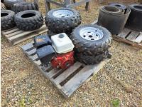 (4) New Quad Tires and Rims and Nonworking Motor