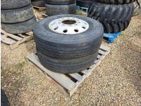 (2) 11/R22.5 Steering Tires and Rims