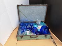 Tin Box with Blue Glass Collection
