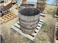(4) Wooden 1/2 Barrel Planters