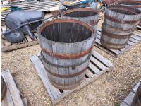 (4) Wooden 1/2 Barrel Planters