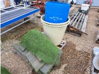 Plastic Barrels and Artificial Grass