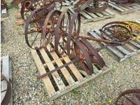 (2) Vintage Steel Axels and (6) Wheels
