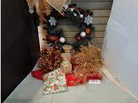 Wreath, Candle Sticks, Sprays and Table Cloth