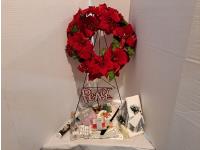 Wreath, Table Cloth, Christmas House and Ribbon