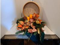 Tray with Candles and Socks, Garland Decor