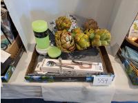 Avocado Basket with Table Runner and Candles