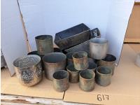 Assorted Tin Planter Boxes and Pots