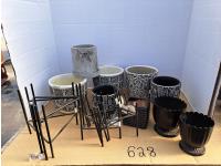 Assorted Plant Stands and Pots