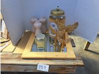 Wall Mirror, Angel Wings and Glass Jar