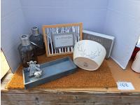 Lighted Bottles, Picture Frame, Bowl and Mat