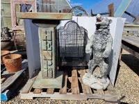 Concrete Stand, Concrete Frizzly Bear, Bird Cage