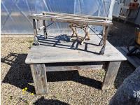 Barn Board Table, Vintage Tub Stand