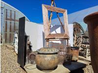 Barn Board Easel, Bubbler Water Fountain and Wine Basket