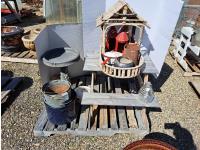 Childs Picnic Table, Bird Bath and Assorted Tins