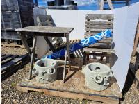 Outdoor Rug, Vintage Seating Set and Concrete Pots