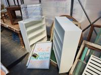 (2) Display Shelving, (2) Dry Erase Boards and (4) Mirror Display Cases