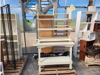 Glass Shelving Unit, Rolling Cart and Wood Shelving Unit