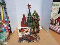 Christmas Church, Tree, Plate and Ornaments