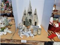 Wood Church and Silver Ornaments