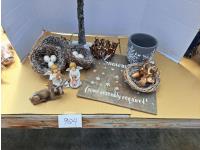 Lighted Tree, Bird Nests and Christmas Sign