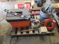 Fish Tape, Tile Grout, Klein Tool Box with Contents & Qty of Zip Ties