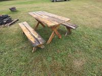 Wooden Picnic Table with Benches