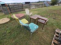 Antique Chairs, High Chair & (2) Side Tables