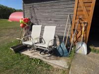 (2) Lawn Chairs & Qty of Garden Tools