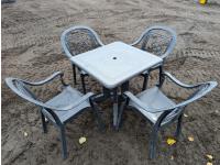 Plastic Patio Table with (4) Chairs