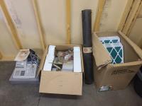 Qty of Furnace Filters, Building Paper & (2) Cash Registers