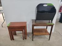 Side Table, Set of (3) Nesting Tables and Magazine Rack