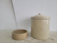 Small Butter Crock and 4 Gallon Crock with Lid