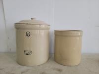 6 Gallon Crock with Lid and 3 Gallon Crock