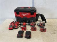 Milwaukee 18V 2 Gallon Wet/Dry Vacuum, Impact Driver, Drill, LED Worklight, Charger and (2) Batteries