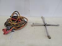 (2) Cross Wrenches and (2) Sets of Booster Cables