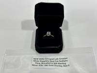 Smartlife 925S 3.0 Carat Lab-Created White Sapphire Oval Cut Solitaire Ring - Size 8