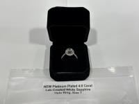 Smartlife Platinum Plated 4.0 Carat Lab-Created White Sapphire Halo Ring - Size 7