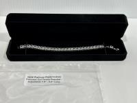 Smartlife Platinum Plated 6.0 mm Princess Cut Tennis Bracelet - Adjustable 7 Inch to 8 Inch Long