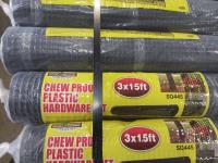 (6) 3 Ft X 15 Ft Rolls of Chew Proof Plastic Hardware Net