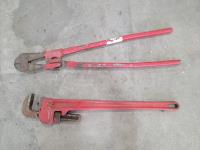 36 Inch Bolt Cutters and 36 Inch Pipe Wrench