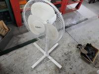 Oscillating Stand Up Fan w/ HP Desktop & Christmas Decorations