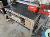 Work Bench with Various Supplies and Bead Blasters