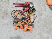 (2) Jack Stands, Booster Cables, Grinder, Pipe Wrenches